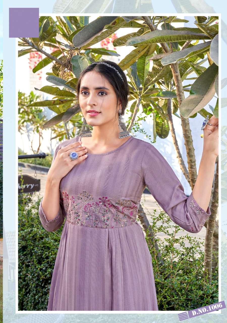 MORNI VOL 1 BY KOODEE BRAND PRESENTS HEAVY RAYON DOBBY HANDWORK, EMBROIDERY AND KHATLIWORK DESIGNER NAYRA STYLE KURTI-1006-C2